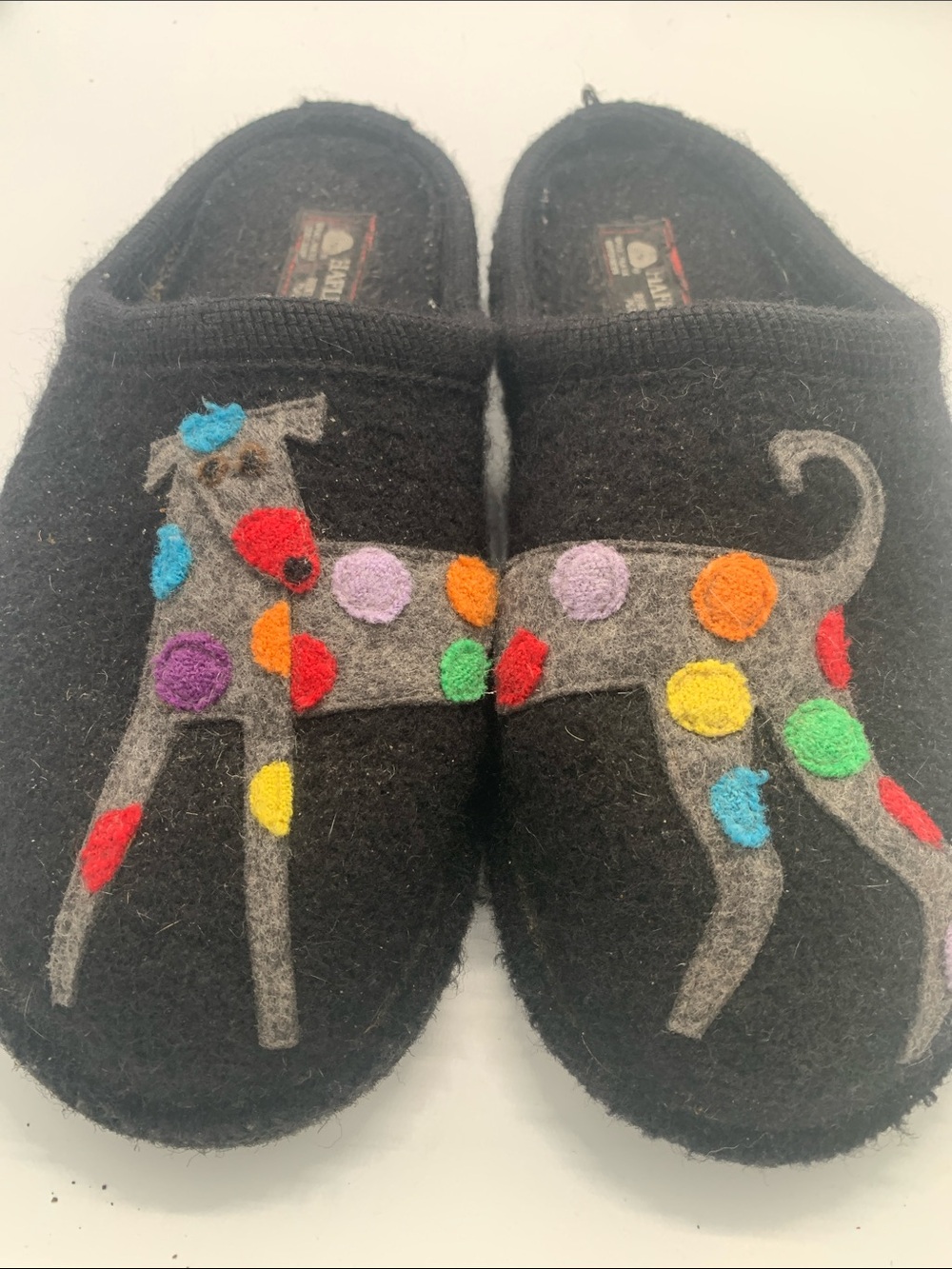 Haflinger Wool Dog Slippers Eu 40 polka Dot Black boiled wool